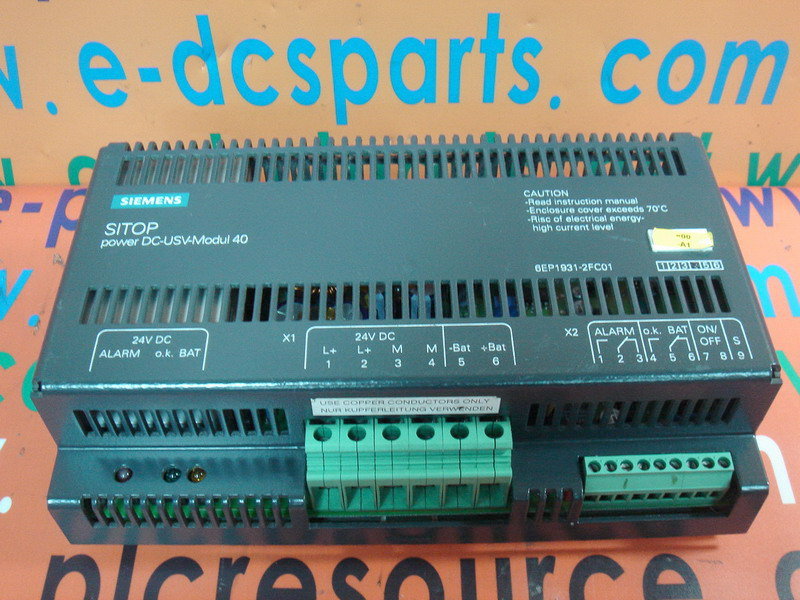 SIEMENS SITOP POWER DC-USV-MODUL 40 6EP1931-2FC01 - PLC DCS SERVO Control  MOTOR POWER SUPPLY IPC ROBOT